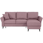 ECKSOFA in Velours Rosa  - Schwarz/Rosa, KONVENTIONELL, Holz/Textil (244/159cm) - Carryhome