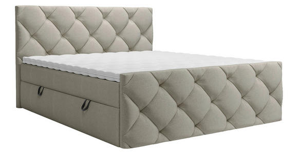 BOXBETT 160/200 cm  in Greige  - Greige/Schwarz, KONVENTIONELL, Kunststoff/Textil (160/200cm) - Carryhome