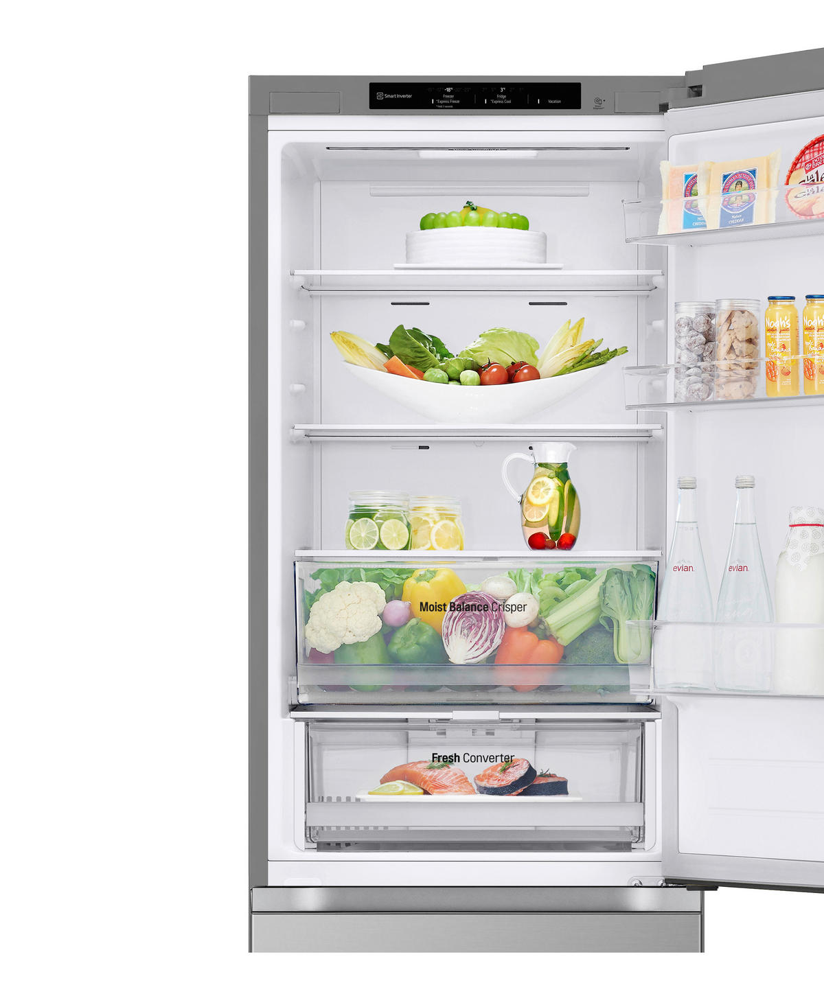 KÜHL-GEFRIER-KOMBINATION 59,5/186/68,2 cm GBV3100DPY  - Silberfarben, Trend, Glas/Kunststoff (59,5/186/68,2cm) - LG