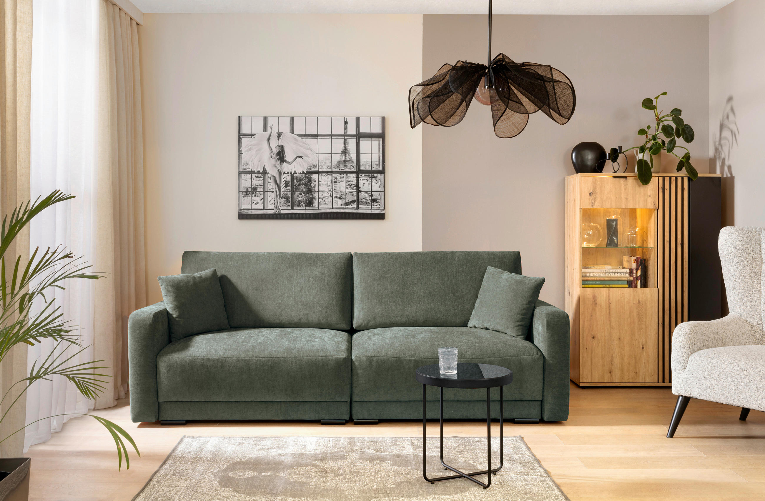 2-SITZER-SOFA in Chenille Dunkelgrau  - Dunkelgrau/Schwarz, Konventionell, Kunststoff/Textil (233/90/110cm) - MID.YOU