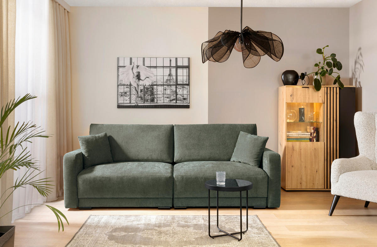 2-SITZER-SOFA in Chenille Dunkelgrau  - Dunkelgrau/Schwarz, Konventionell, Kunststoff/Textil (233/90/110cm) - MID.YOU