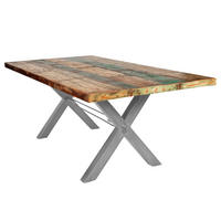 ESSTISCH 220/100/76,5 cm Echtholz  Holz, Metall rechteckig Multicolor, Silberfarben  - Silberfarben/Multicolor, MODERN, Holz/Metall (220/100/76,5cm) - MID.YOU