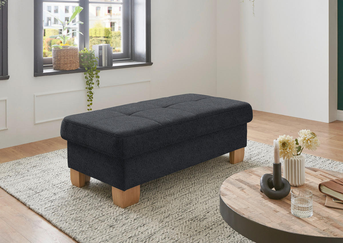 ECKSOFA in Flachgewebe Anthrazit  - Wildeiche/Anthrazit, Natur, Holz/Textil (243/301cm) - Voleo