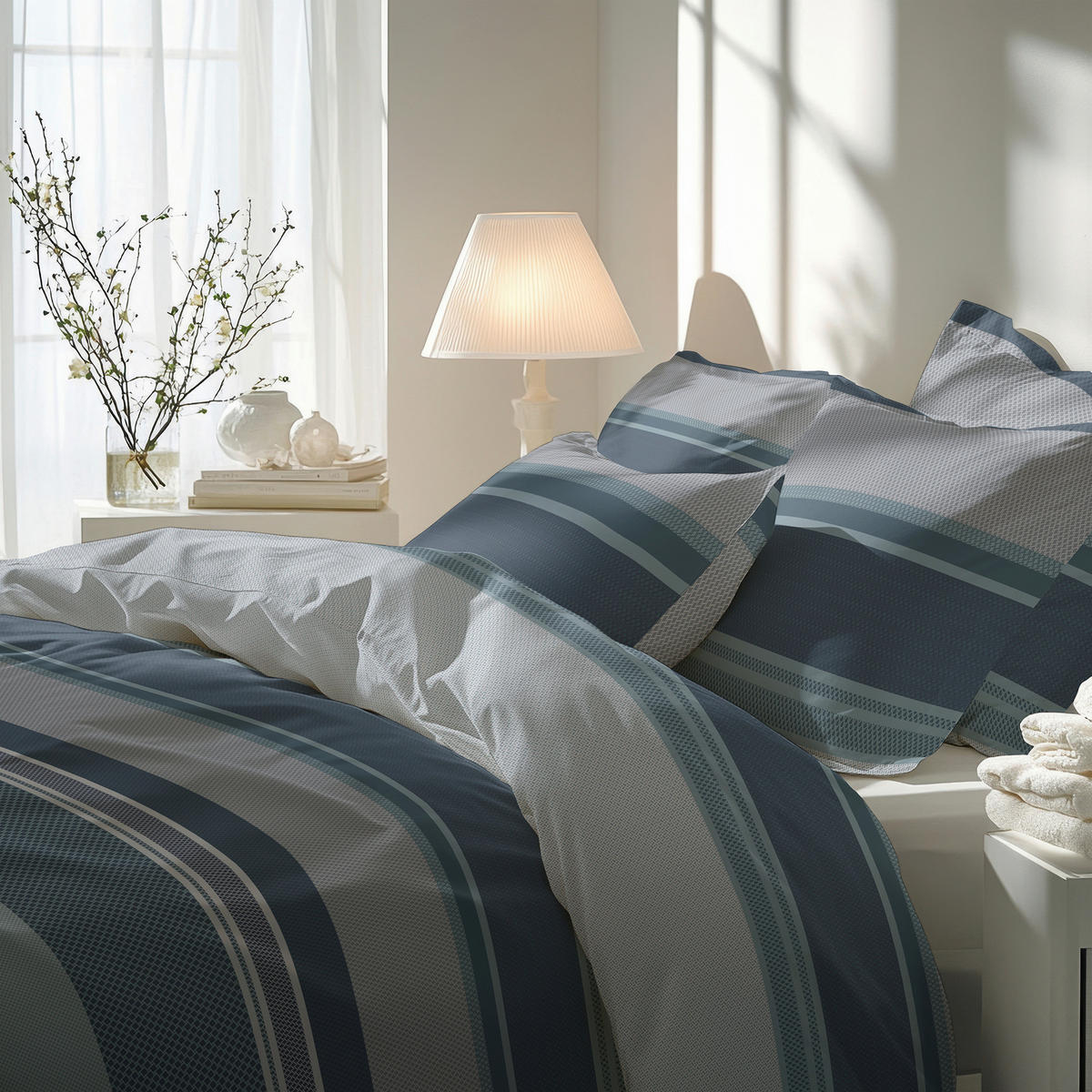 BETTWÄSCHE Satin 100/135 cm  - Blau, Basics, Textil (100/135cm) - Florella