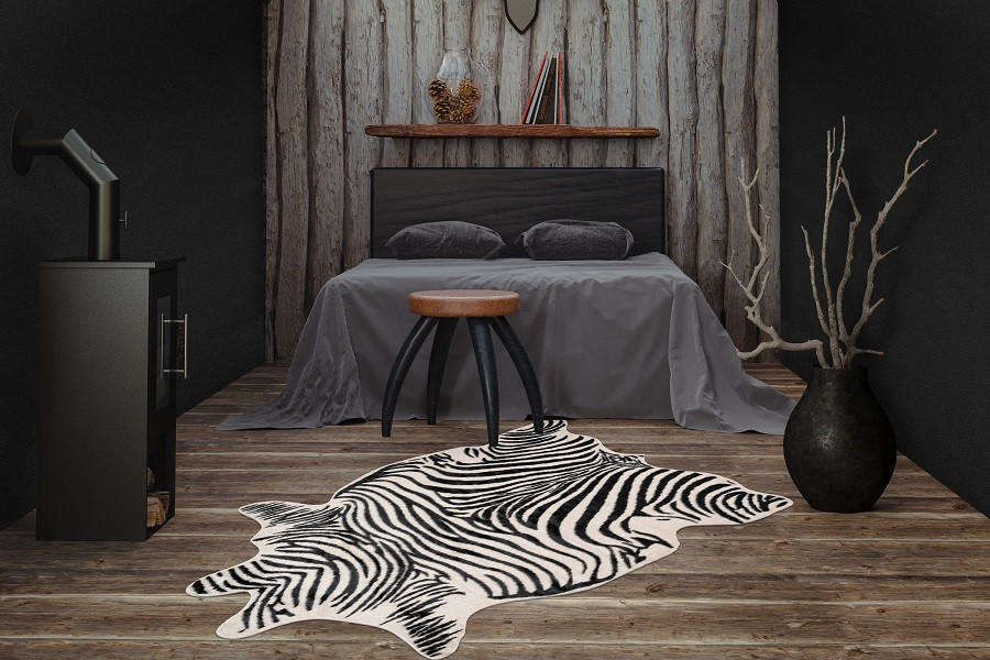 UMJETNA KOŽA 150/200 cm   crna, bijela  RODEO  - bijela/crna, Lifestyle, tekstil/plastika (150/200cm)