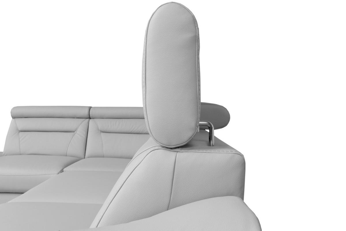 ECKSOFA  in Lederlook Echtleder Platinfarben  - Platinfarben/Wengefarben, Design, Leder/Holz (212/260cm) - Celina Home