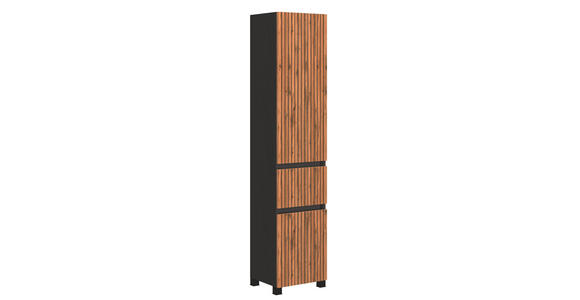 HOCHSCHRANK 40/180/35 cm  - Eiche Wotan/Graphitfarben, Natur, Holzwerkstoff/Kunststoff (40/180/35cm) - Xora