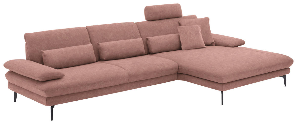 ECKSOFA in Velours Flieder  - Flieder/Schwarz, Design, Textil/Metall (310/180cm) - Dieter Knoll