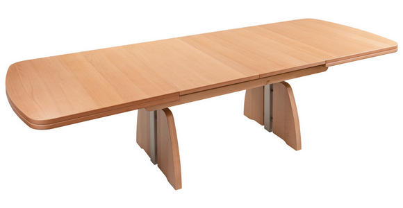 COUCHTISCH Buche furniert rechteckig Silberfarben, Buchefarben 125-245/75/55-74 cm  - Silberfarben/Buchefarben, KONVENTIONELL, Holz/Metall (125-245/75/55-74cm) - Venda