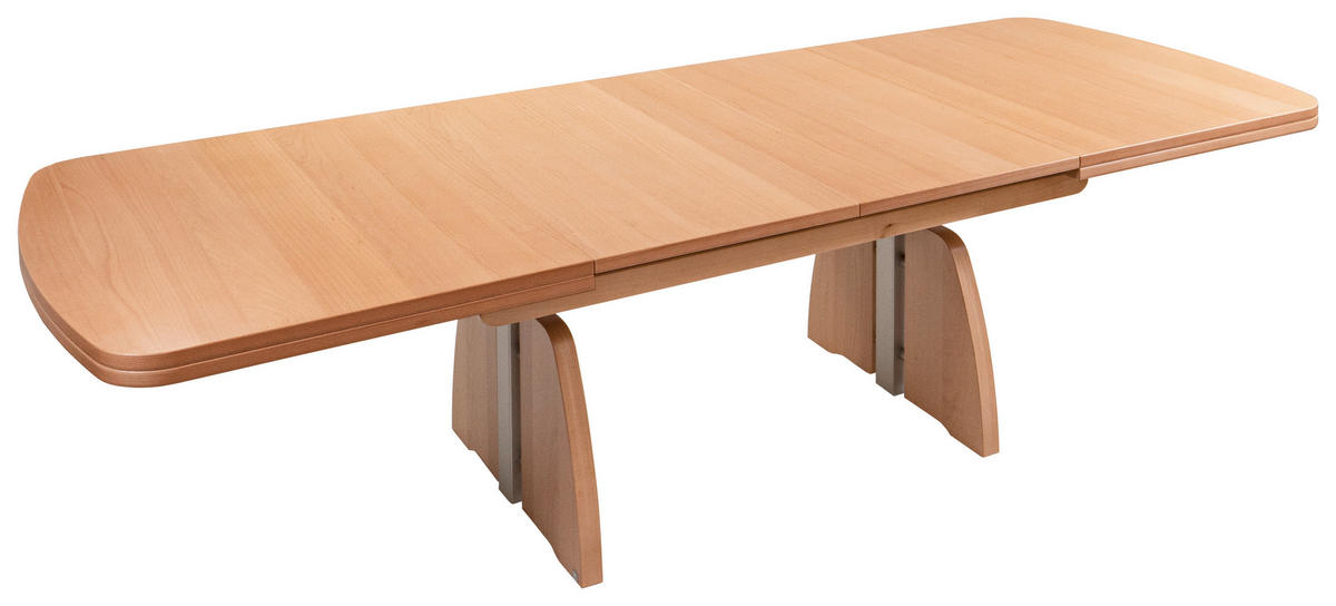 COUCHTISCH Buche furniert 125-245/75/55-74 cm rechteckig Buchefarben, Silberfarben  - Buchefarben/Silberfarben, KONVENTIONELL, Holz/Metall (125-245/75/55-74cm) - Venda