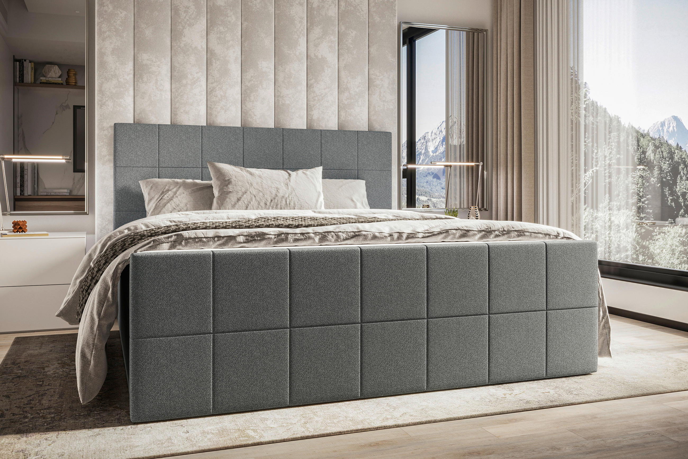 BOXBETT 160/200 cm  in Grau  - Grau, KONVENTIONELL, Kunststoff/Textil (160/200cm) - Boxxx