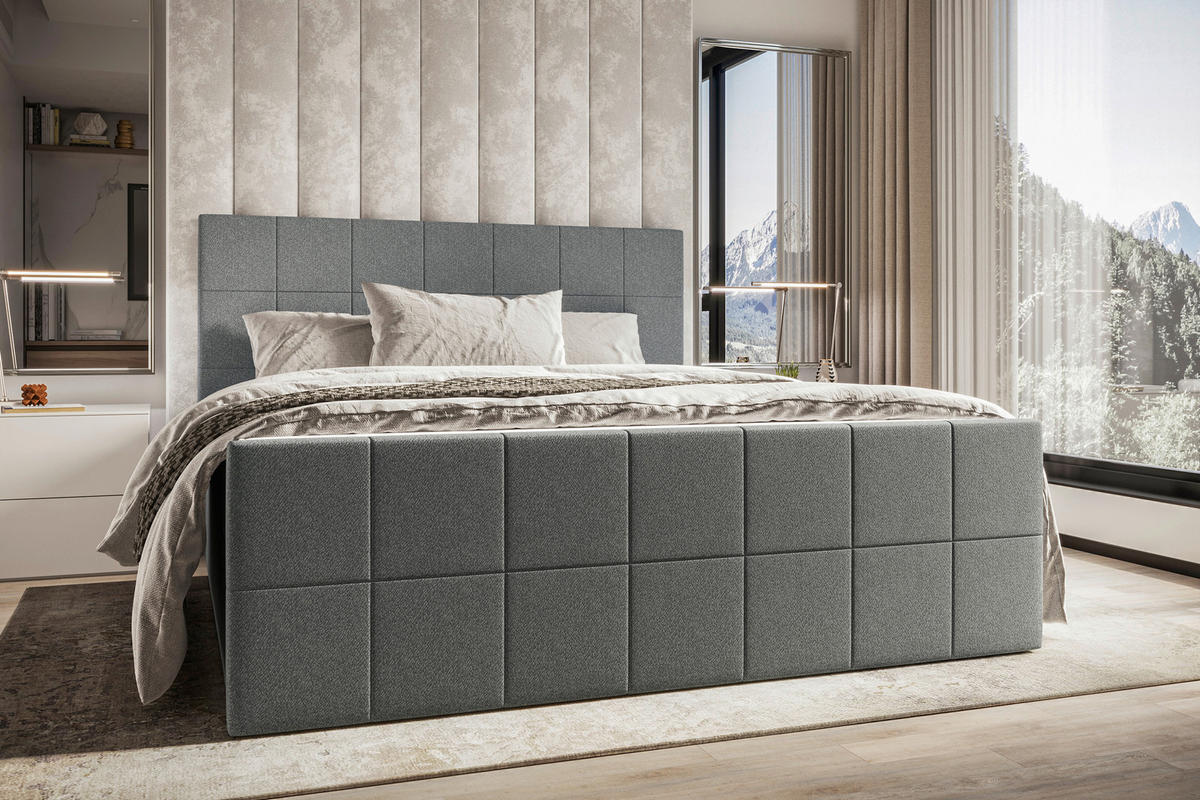 BOXBETT 160/200 cm  in Grau  - Grau, KONVENTIONELL, Kunststoff/Textil (160/200cm) - Boxxx