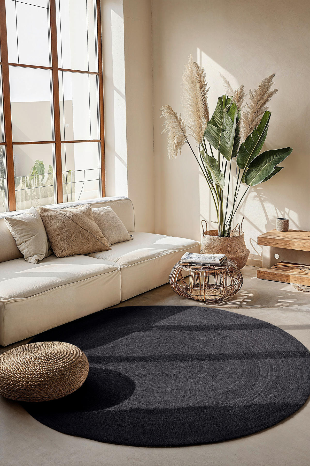 JUTETEPPICH 140 cm Jute Braided Schwarz  - Schwarz, Basics, Textil (140cm) - Hanse Home