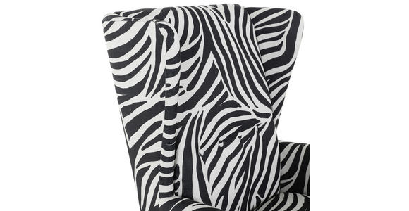 OHRENSESSEL Flachgewebe Schwarz, Weiß - Dunkelbraun/Schwarz, Design, Holz/Textil (72/104/85cm) - Carryhome
