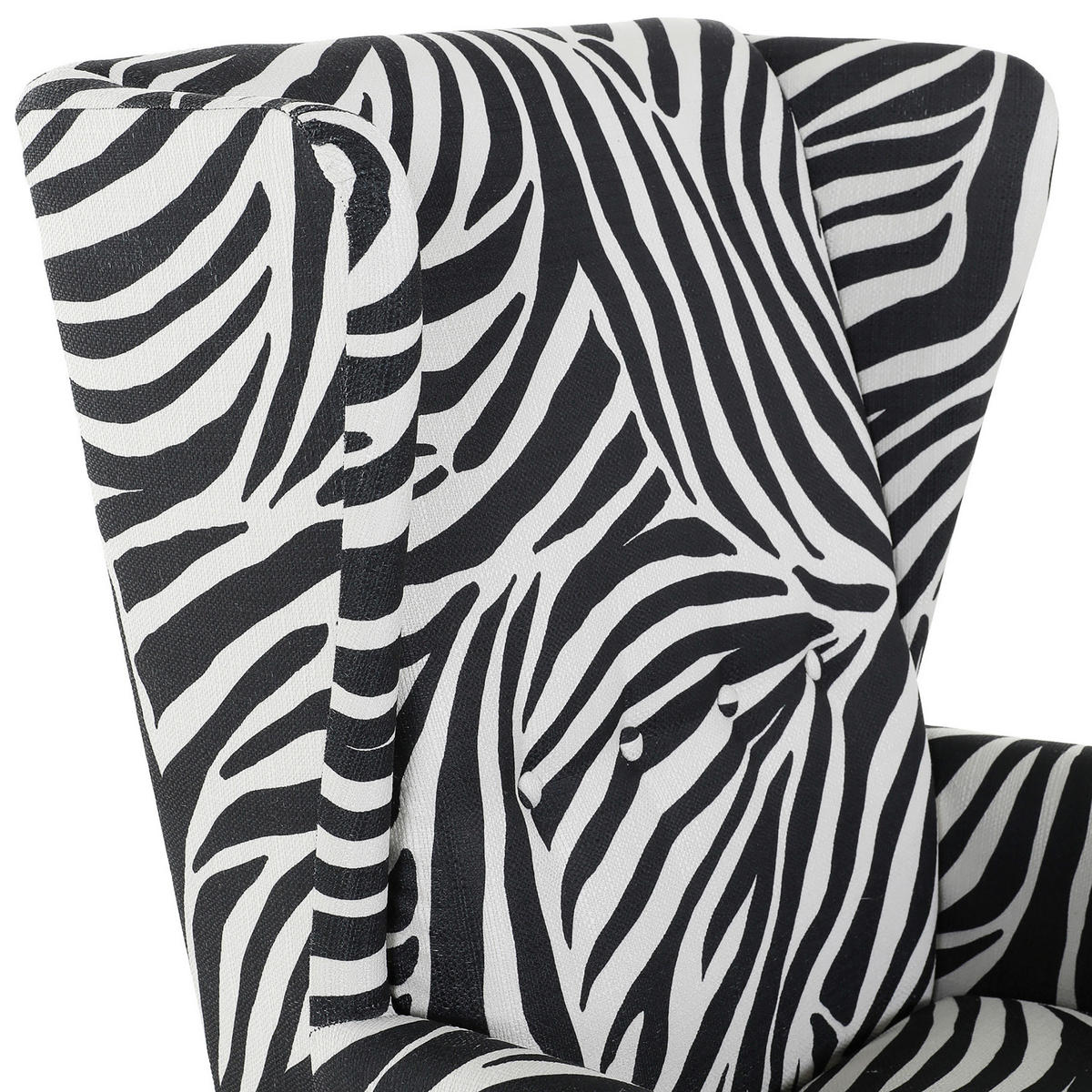 OHRENSESSEL Flachgewebe Schwarz, Weiß  - Dunkelbraun/Schwarz, Design, Holz/Textil (72/104/85cm) - Carryhome