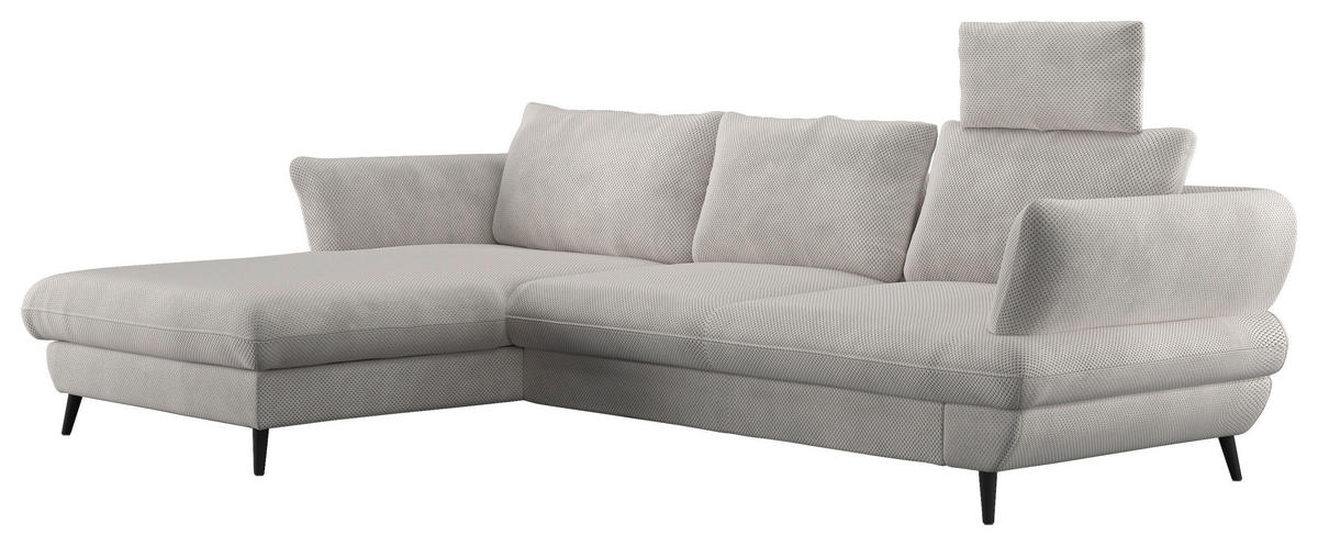 ECKSOFA in Velours Naturfarben  - Schwarz/Naturfarben, Design, Textil/Metall (181/281cm) - Livetastic