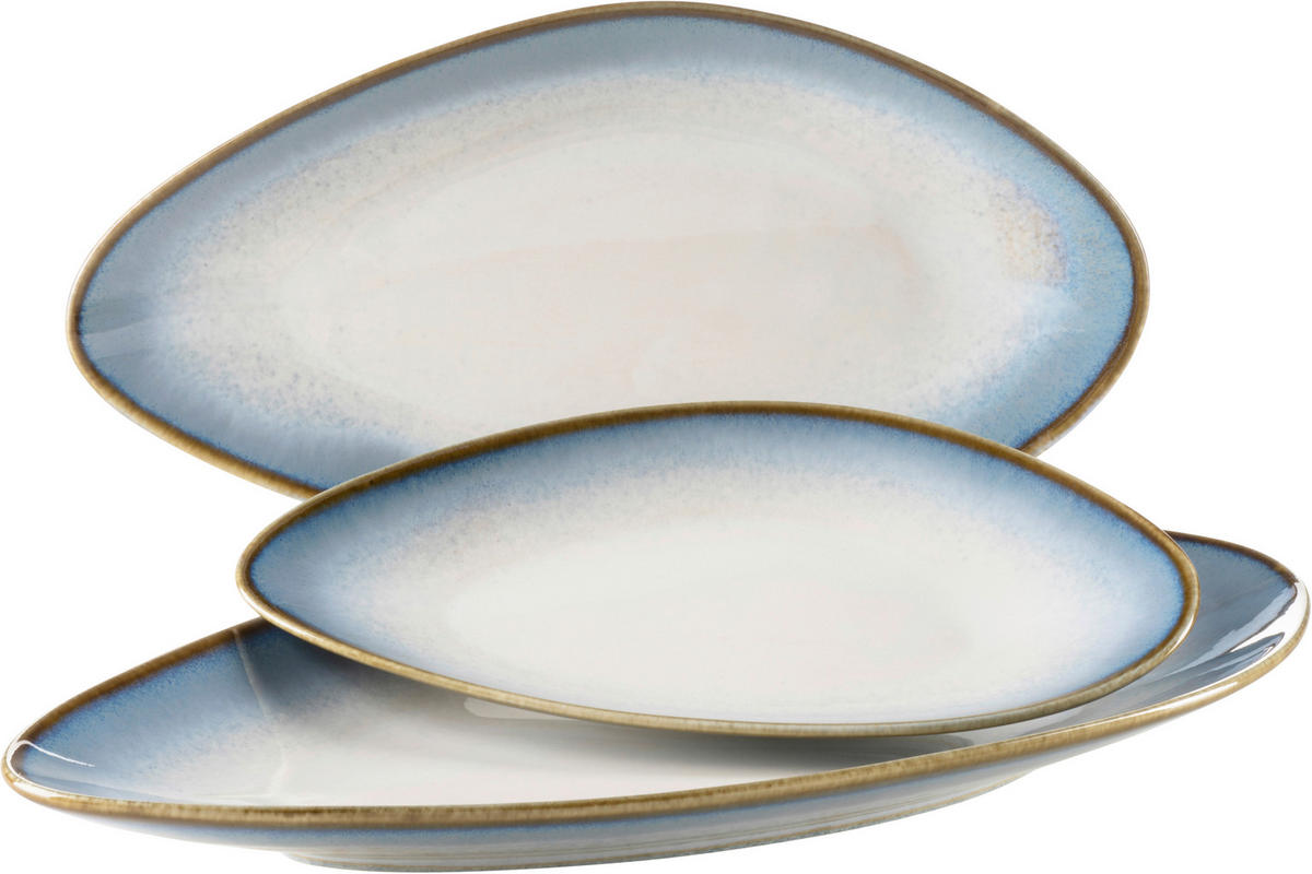 SERVIERPLATTE - Weiß/Hellblau, Basics, Keramik (36,5/12,5/21,5cm) - Mäser