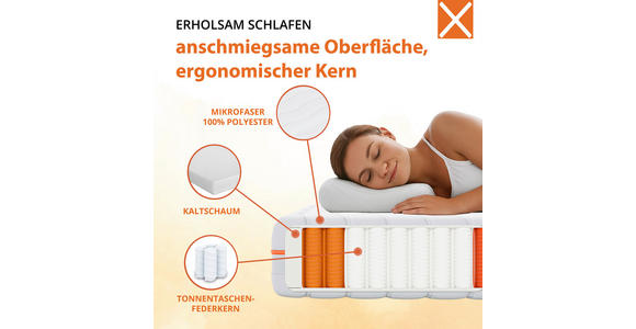 TASCHENFEDERKERNMATRATZE 90/200 cm Höhe ca. 22 cm  - Weiß, Basics, Textil (90/200cm) - Xora