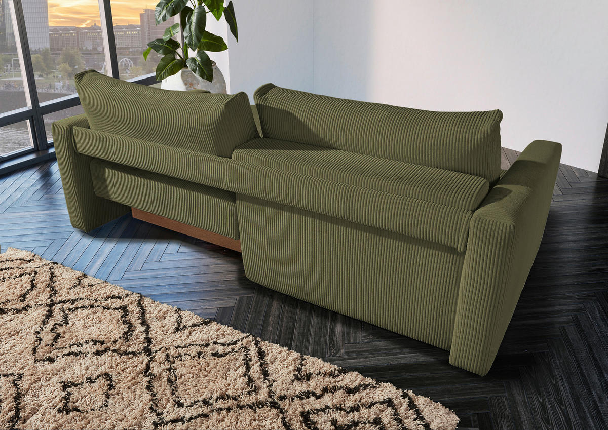 2,5-SITZER in Cord Olivgrün  - Schwarz/Olivgrün, Design, Kunststoff/Textil (240/70/125cm) - Xora