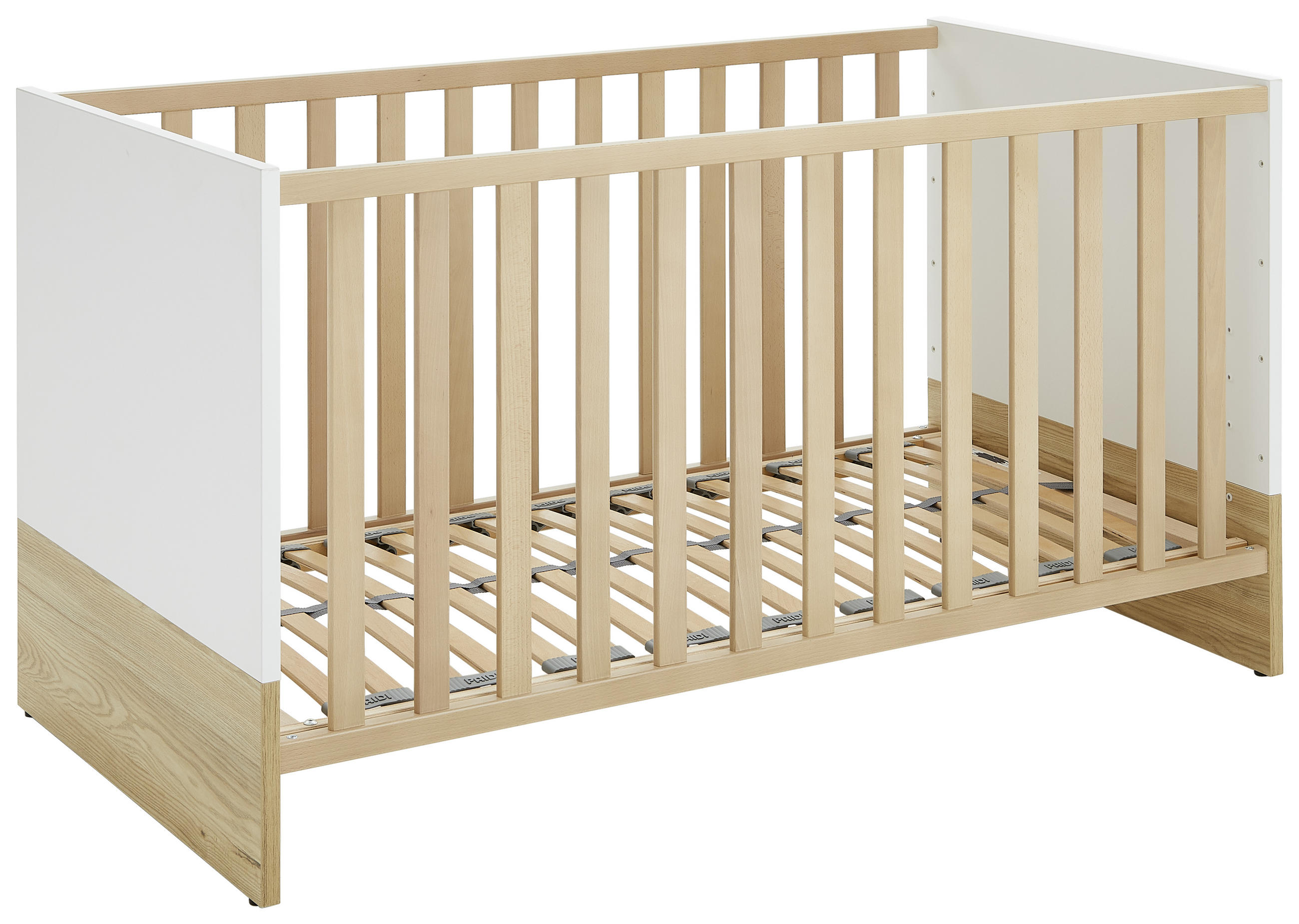 GITTERBETT Lennox Fresh Weiß, Eichefarben - Eichefarben/Weiß, Basics (143,4/76,6/82,3cm) - Paidi