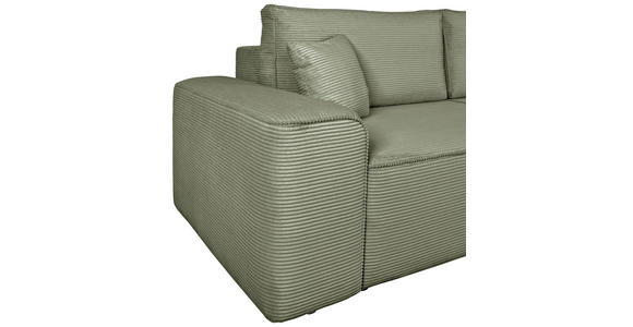 SCHLAFSOFA  mit Rücken echt, Armteil links, Armteil rechts Cord Salbeigrün  - Salbeigrün/Schwarz, Design, Kunststoff/Textil (261/95/108cm) - Xora