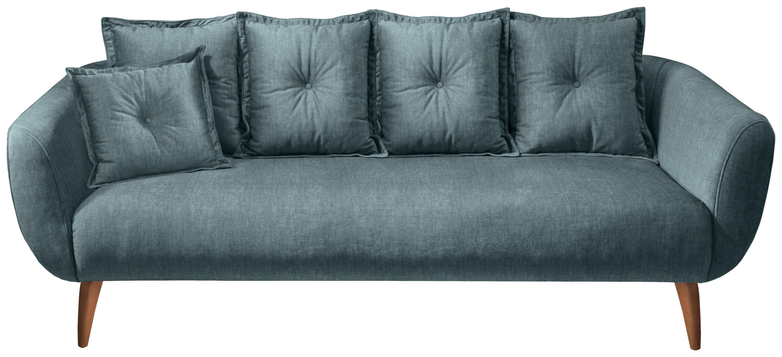 3-SITZER-SOFA  in Velours Blau  - Blau/Buchefarben, MODERN, Holz/Textil (236/94/103cm) - Livetastic