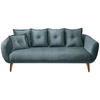 3-SITZER-SOFA Velours Blau  - Blau/Buchefarben, MODERN, Holz/Textil (236/94/103cm) - Livetastic