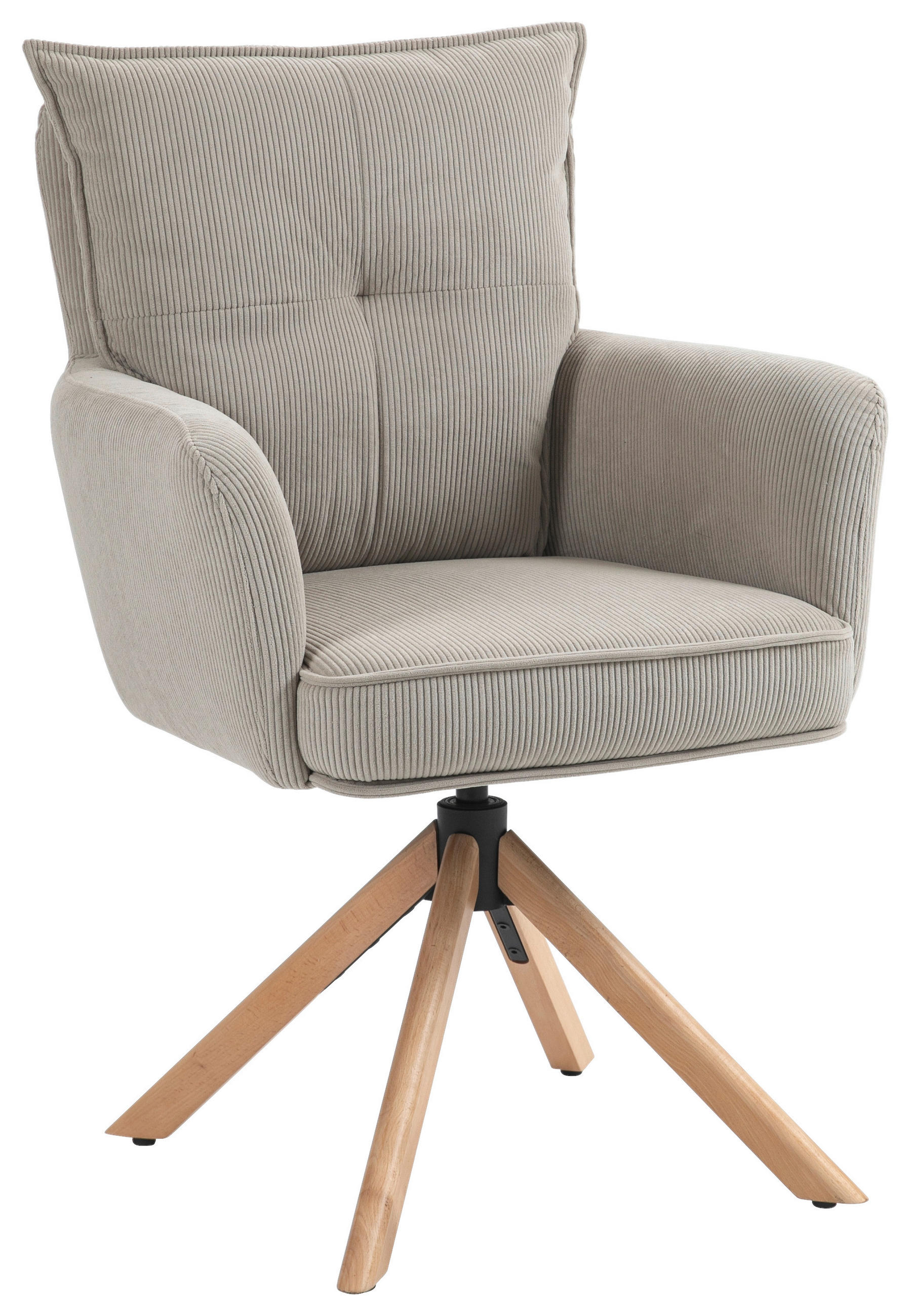 ARMLEHNSTUHL  Stoffauswahl, Sitzfläche 360° drehbar Cord  - Hellbraun/Buchefarben, Design, Holz/Textil (60/95/67cm) - Novel