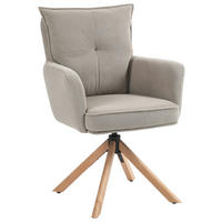 ARMLEHNSTUHL  Stoffauswahl, Sitzfläche 360° drehbar Cord  - Hellbraun/Buchefarben, Design, Holz/Textil (60/95/67cm) - Novel