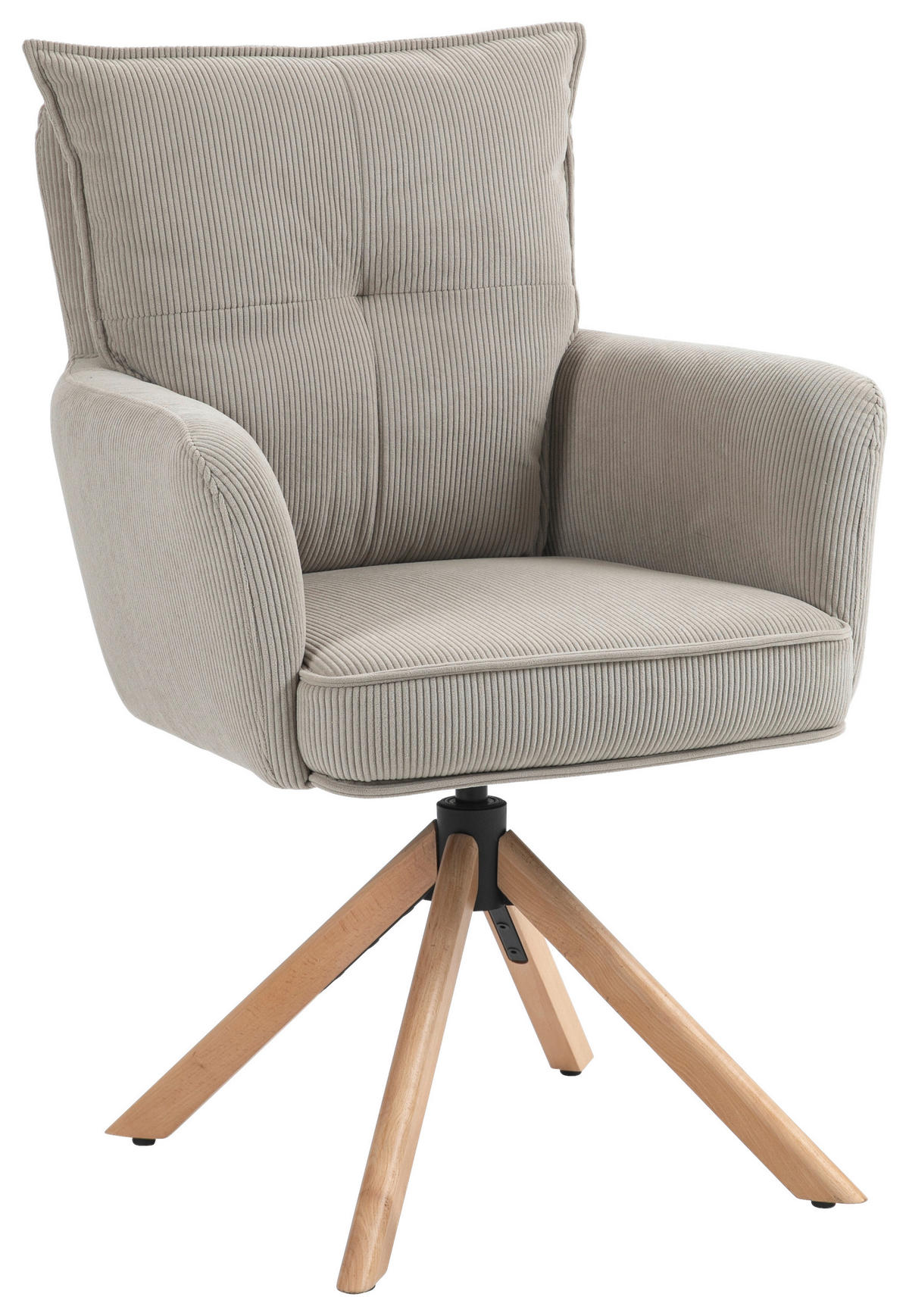 ARMLEHNSTUHL  Stoffauswahl, Sitzfläche 360° drehbar Cord  - Hellbraun/Buchefarben, Design, Holz/Textil (60/95/67cm) - Novel