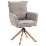 ARMLEHNSTUHL  Stoffauswahl, Sitzfläche 360° drehbar Cord  - Hellbraun/Buchefarben, Design, Holz/Textil (60/95/67cm) - Novel
