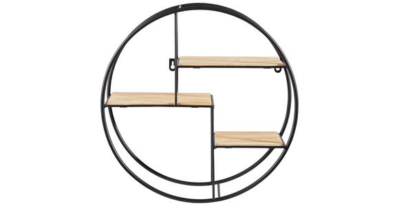 WANDREGAL  - Schwarz/Naturfarben, Basics, Holz/Metall (42/42/11,5cm) - Ambia Home