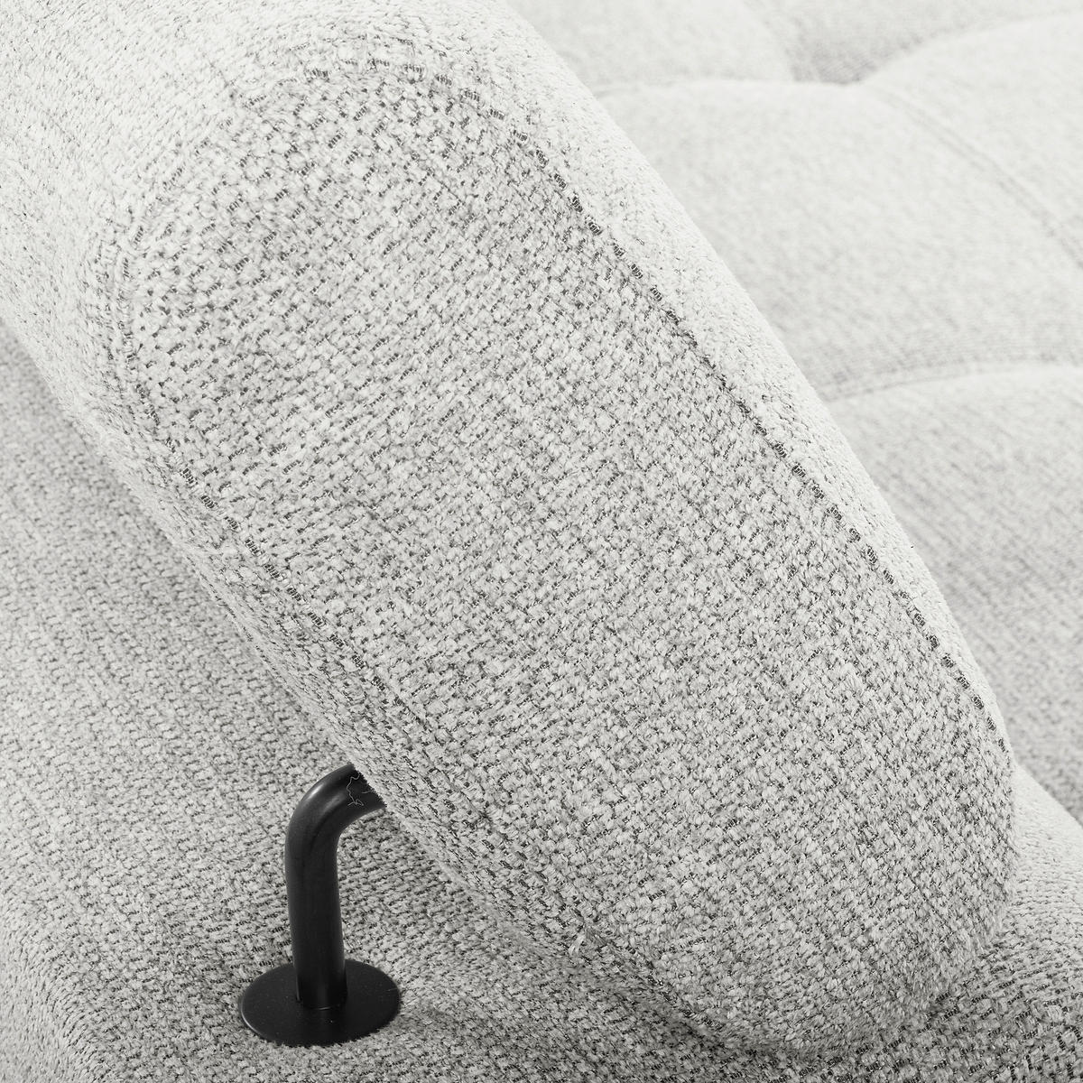 ECKSOFA TORINO Hellgrau Chenille Bettkasten, Kopfteilverstellung  - Schwarzchrom/Hellgrau, Design, Textil/Metall (247/173cm) - Livetastic