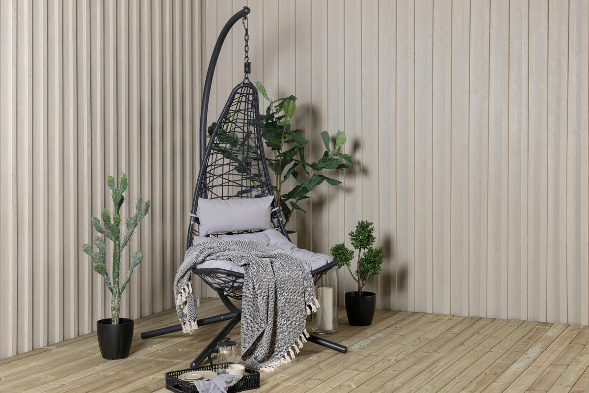 HÄNGFÅTÖLJ   132/205/130 cm  - grå/svart, Klassisk, plast (132/205/130cm) - Gardenson