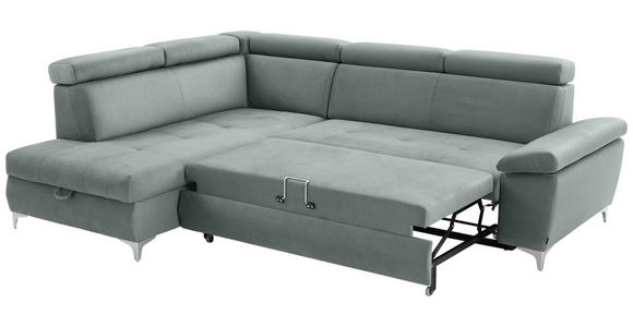 ECKSOFA Mintgrün Mikrofaser  - Chromfarben/Mintgrün, KONVENTIONELL, Textil/Metall (206/271cm) - Carryhome