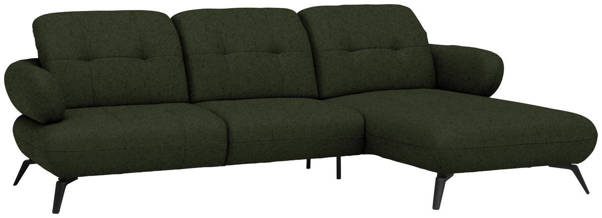 ECKSOFA Chenille Grün  - Schwarz/Grün, Design, Textil/Metall (282/189cm) - Novel