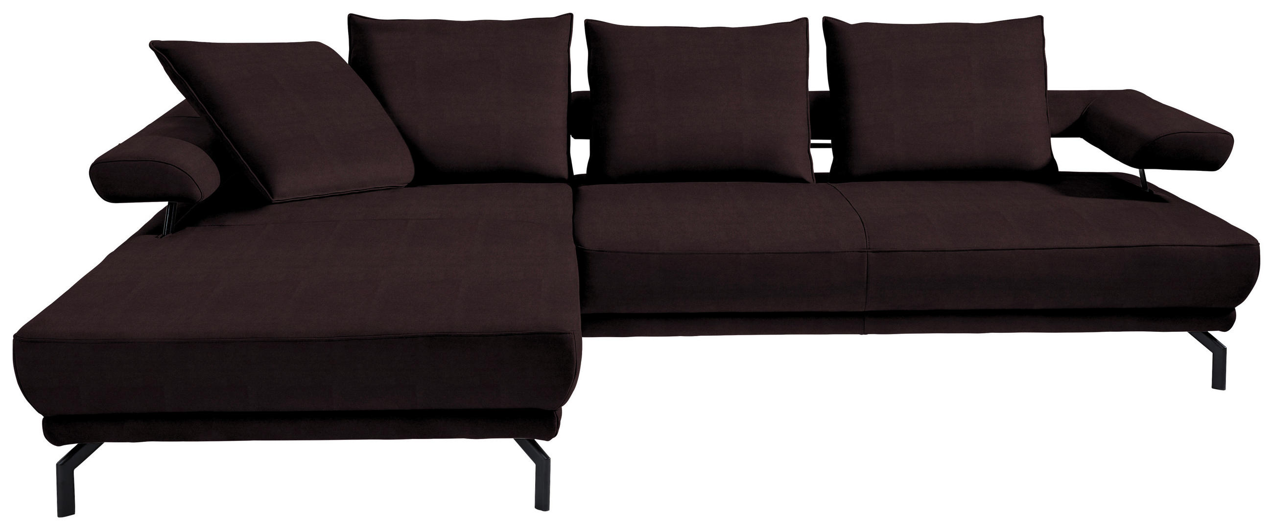 ECKSOFA in Mikrofaser Dunkelbraun  - Dunkelbraun/Schwarz, Design, Textil/Metall (224/305cm) - Dieter Knoll