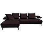 ECKSOFA in Mikrofaser Dunkelbraun  - Dunkelbraun/Schwarz, Design, Textil/Metall (224/305cm) - Dieter Knoll