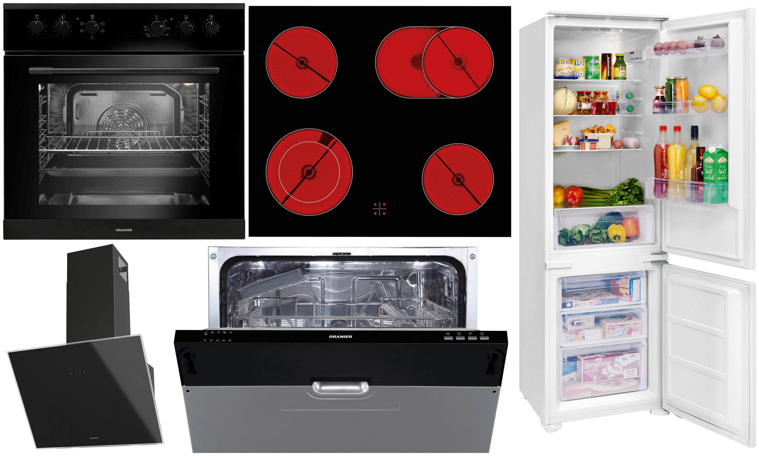 ELEKTROGERÄTESET GFS103  - Schwarz, Basics, Glas/Metall - Oranier