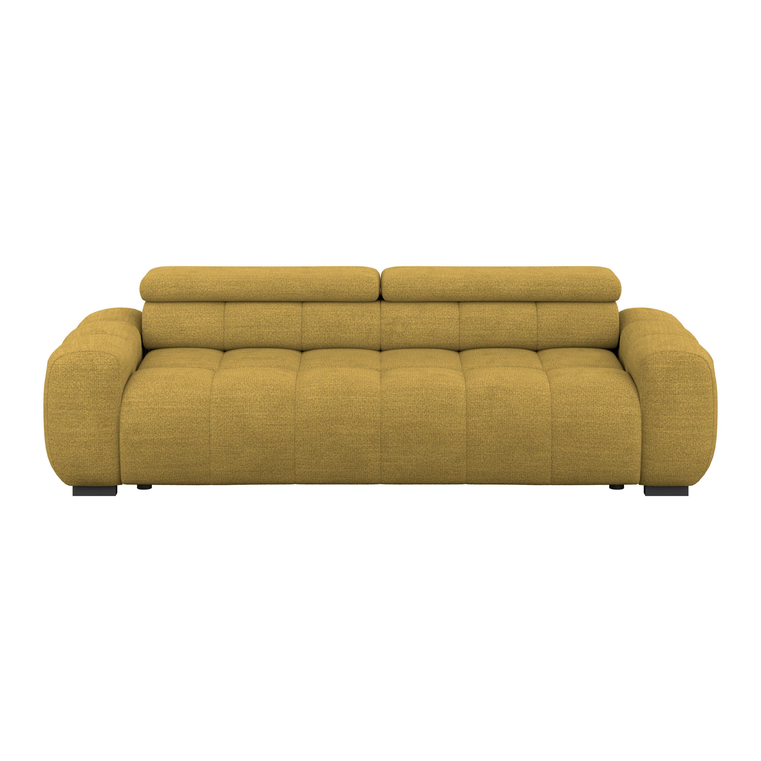 BIGSOFA Webstoff Grün, Senfgelb  - Senfgelb/Schwarz, Design, Kunststoff/Textil (248/77-97/108cm) - Welnova