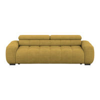 BIGSOFA Webstoff Grün, Senfgelb  - Senfgelb/Schwarz, Design, Kunststoff/Textil (248/77-97/108cm) - Welnova