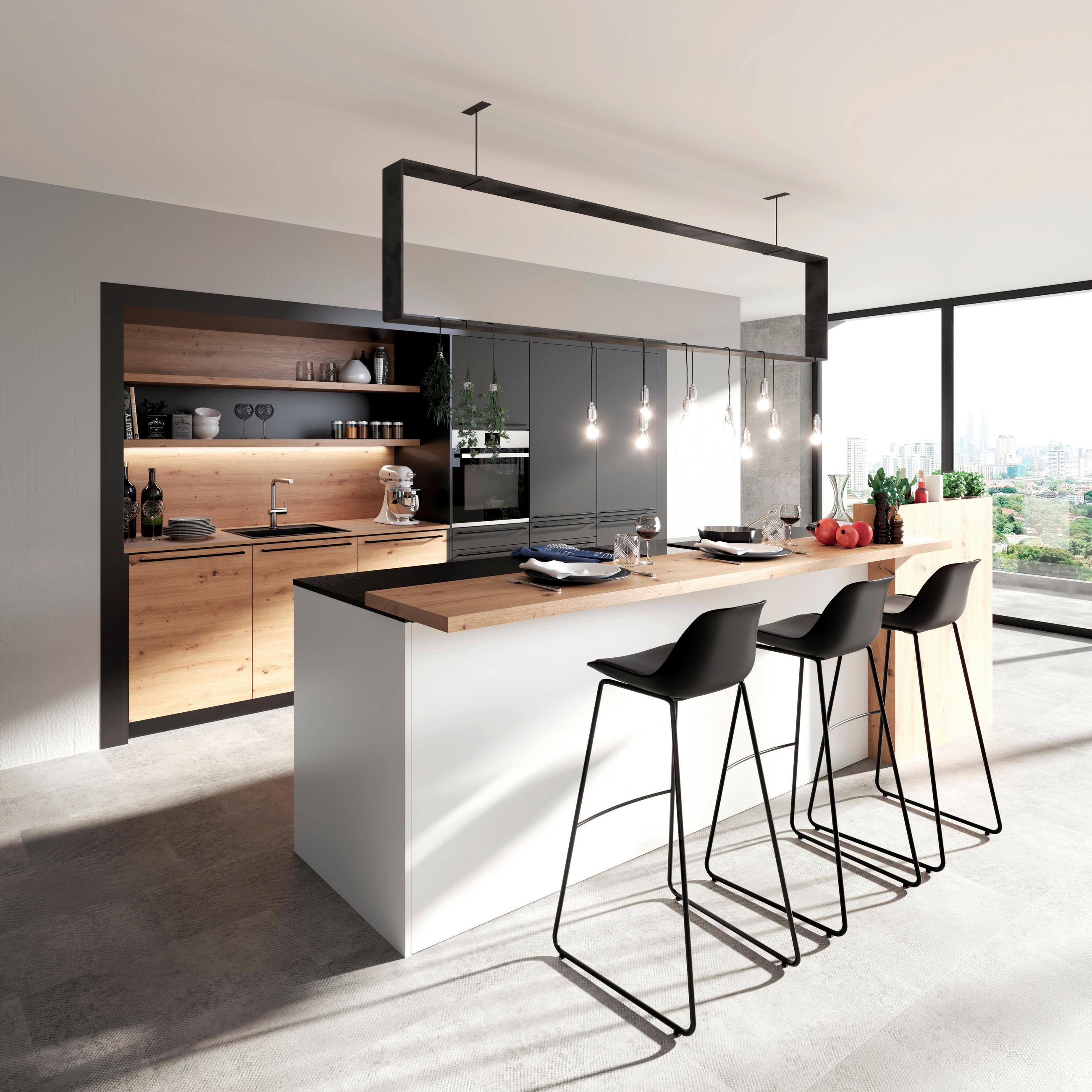 EINBAUKÜCHE   - Weiß, Design, Holzwerkstoff - Dan Küchen