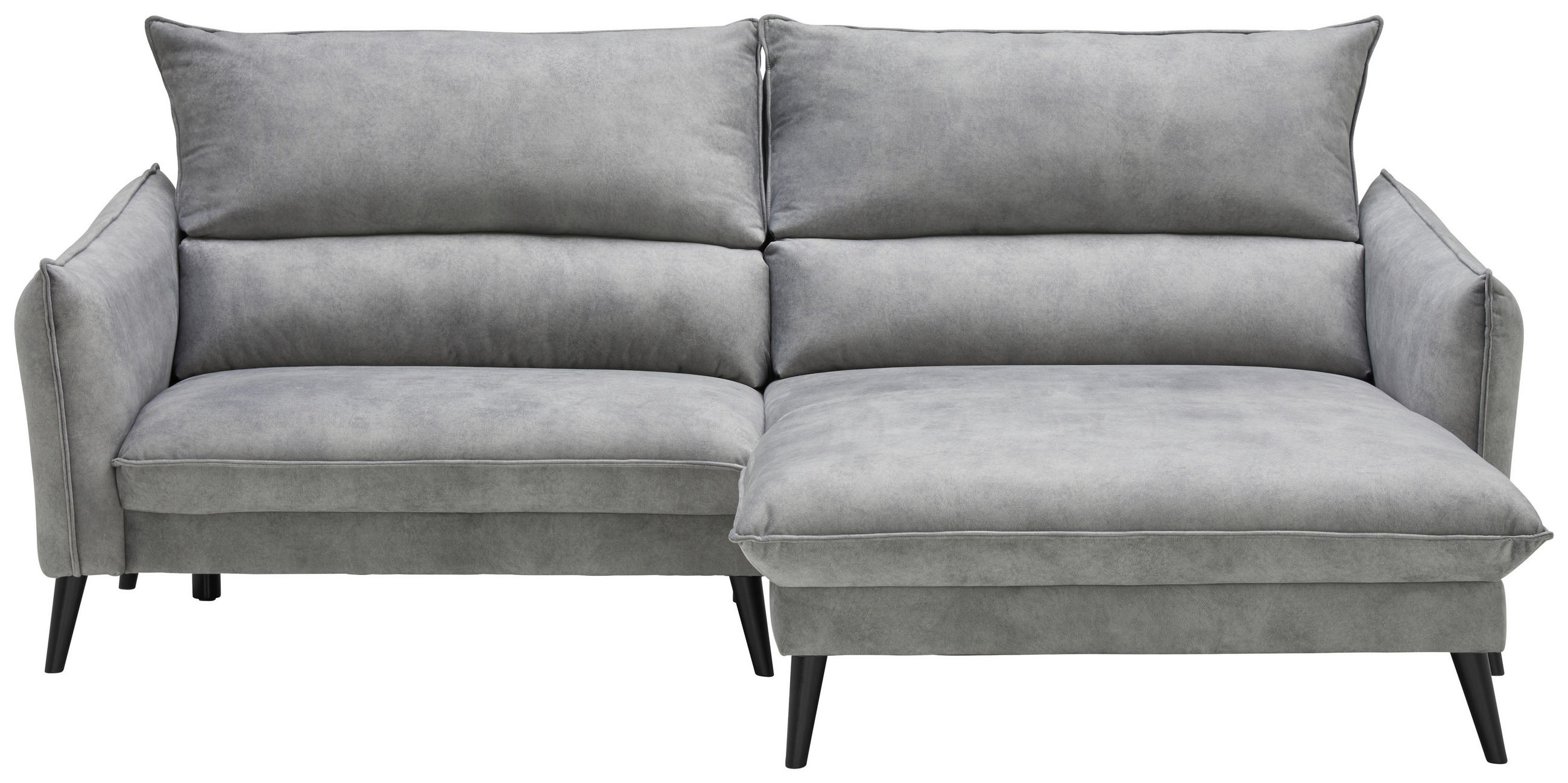 ECKSOFA Grau Velours Rücken echt  - Schwarz/Grau, Design, Holz/Textil (238/170cm) - Carryhome