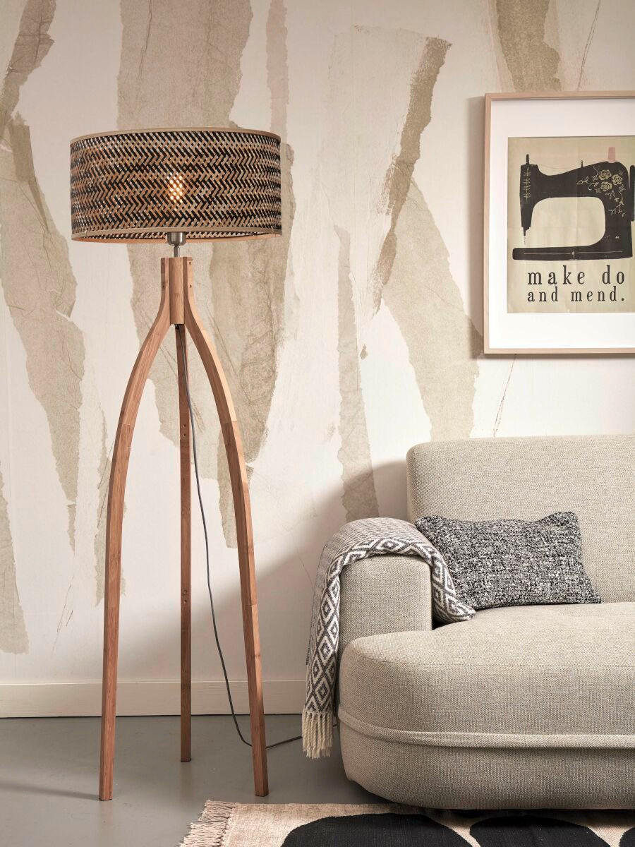 GOLVLAMPA GOOD&MOJO 50/50/145 cm    - svart/naturfärgad, Trend (50/50/145cm) - Good & Mojo