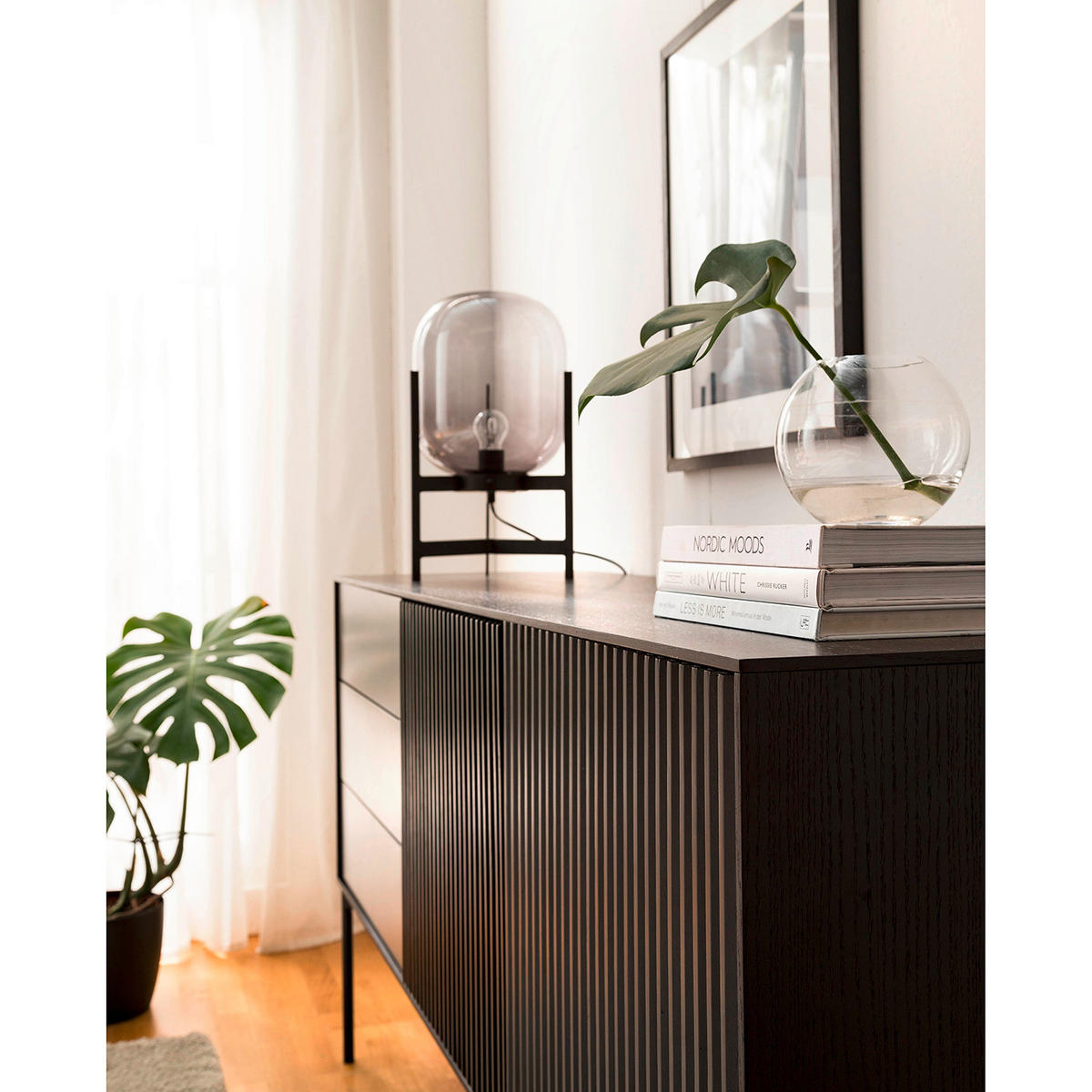 SIDEBOARD antracit, svart  160/82/45 cm  - svart/antracit, Design, metall/trämaterial (160/82/45cm) - home24