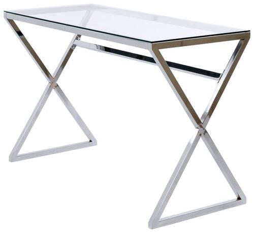 SCHREIBTISCH 110/50/72 cm  in Chromfarben, Klar  - Chromfarben/Klar, Modern, Glas/Metall (110/50/72cm) - Livetastic