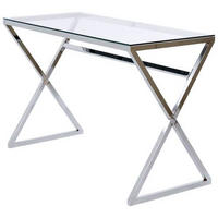 SCHREIBTISCH 110/50/72 cm  in Chromfarben, Klar  - Chromfarben/Klar, Modern, Glas/Metall (110/50/72cm) - Livetastic