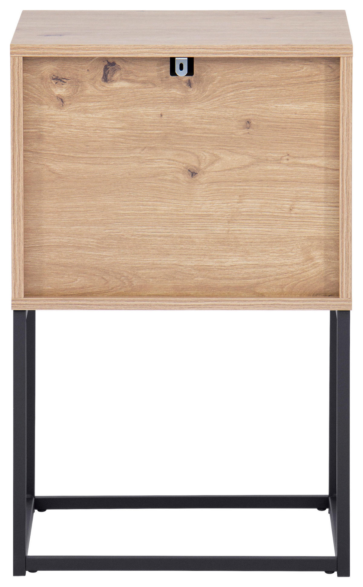 NACHTSCHRANK 42,5/67/38,5 cm  - Eichefarben/Schwarz, KONVENTIONELL, Holzwerkstoff/Metall (42,5/67/38,5cm) - Boxxx
