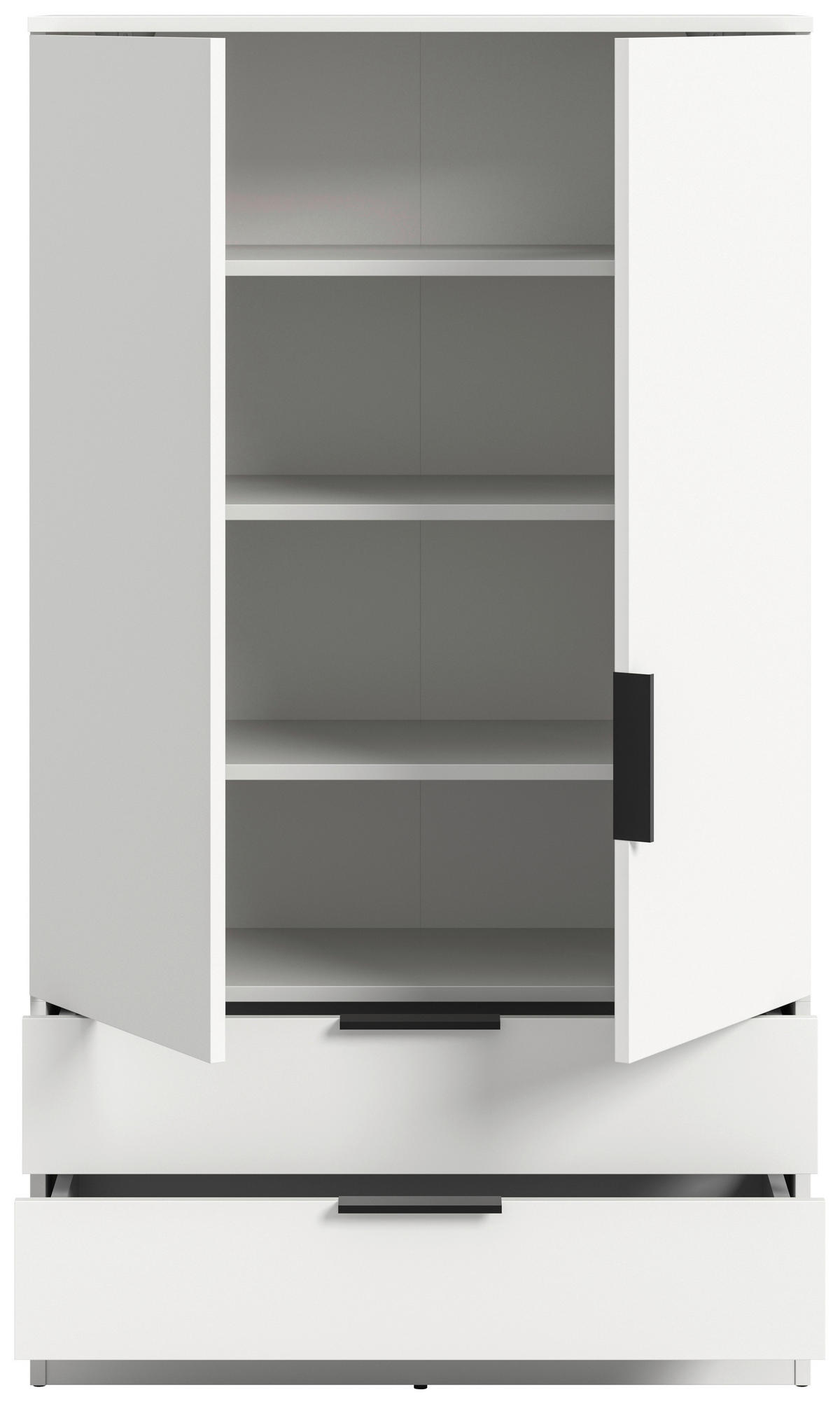 DREHTÜRENSCHRANK 80/140/37 cm,  in Weiß, 2-türig  - Schwarz/Weiß, MODERN, Holzwerkstoff/Kunststoff (80/140/37cm) - MID.YOU