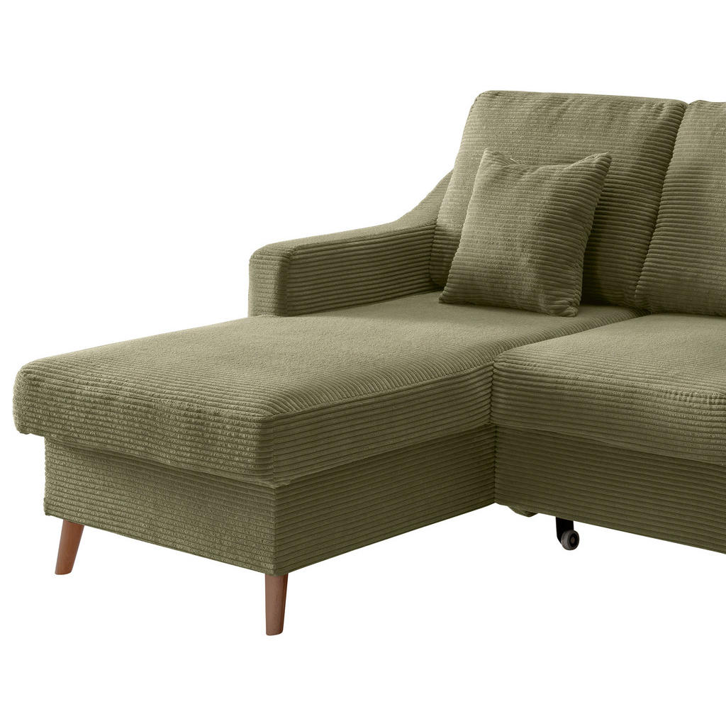 Thumbnail - P & B Ecksofa, Olivgrün, Textil, Buche, Uni, 4-Sitzer, Füllung: Schaumstoff, L-Form, 228x150 cm, Made in EU, Typenauswah...